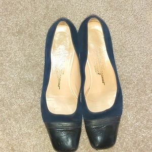 Salvatore Ferragamo blue suede pumps